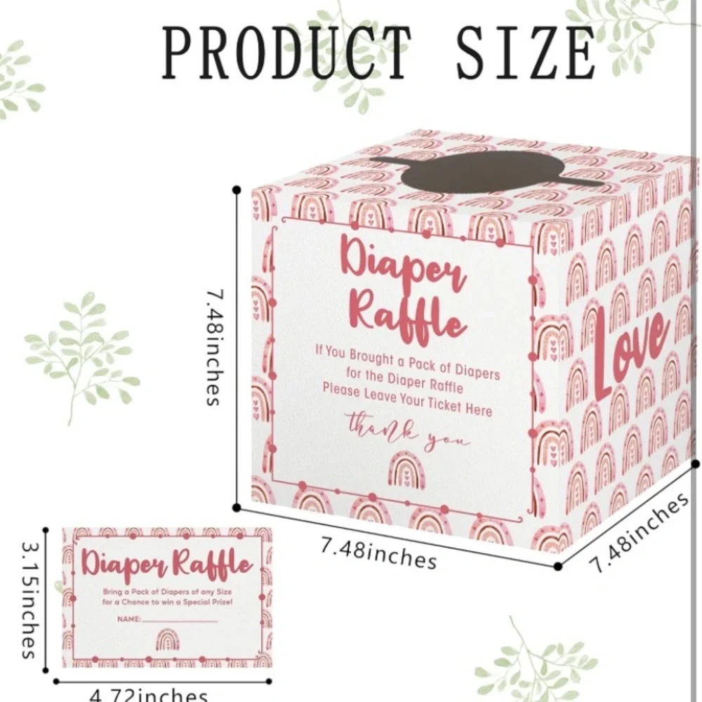 New-BohoTheme Diaper Raffle Game with Box Funny Diaper Raffle